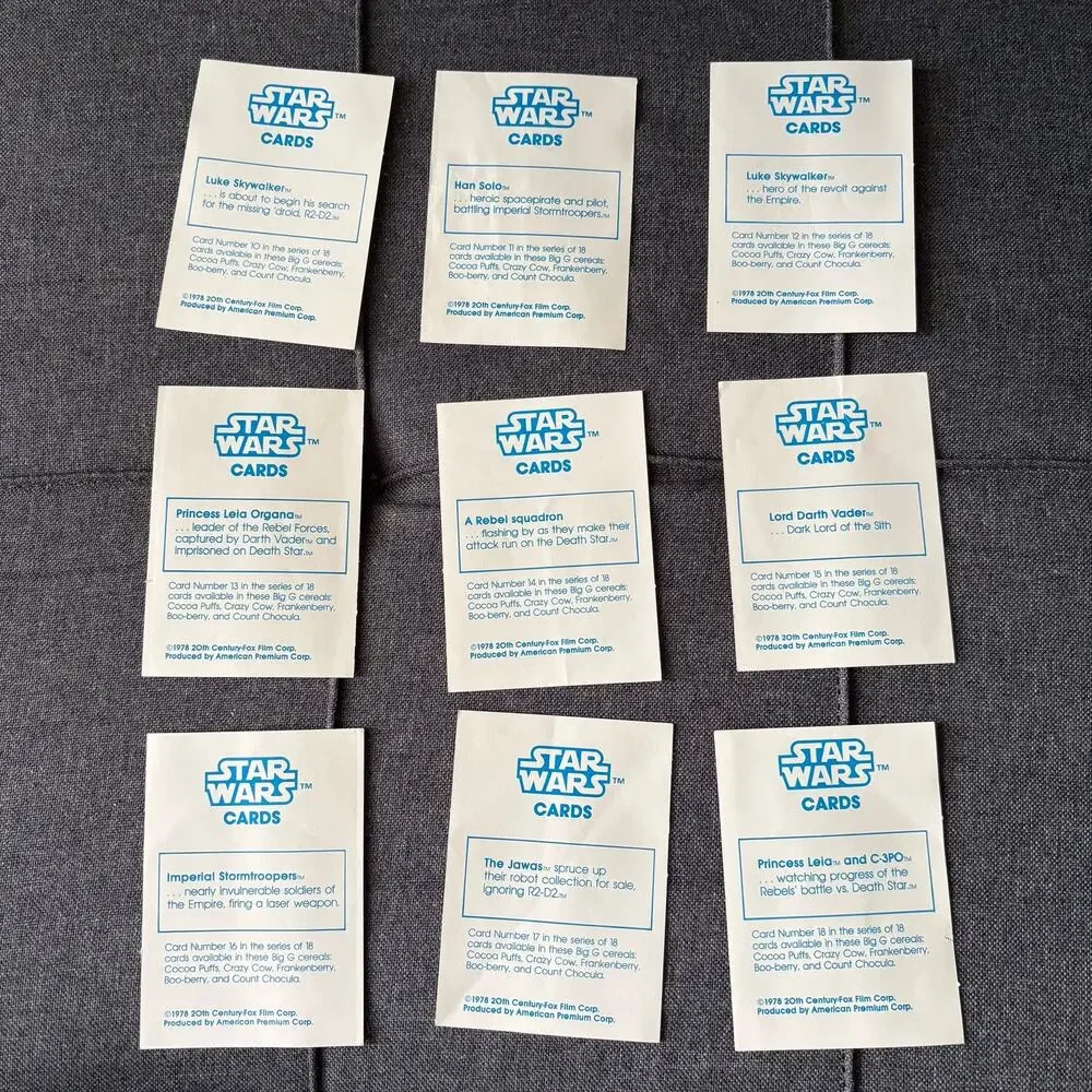 Star Wars Vintage General Mills Oversized Trading Cards Complete - Album Booklet